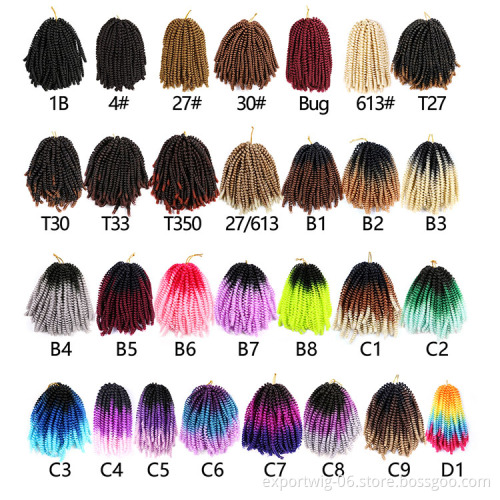 Spring Twist Crochet Hair Extensions African Curly Spring Twist Braiding Hair 8inches Synthetic Fiber Solid And Ombre Color